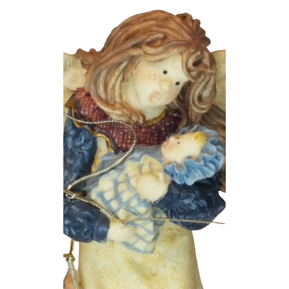 Vintage‎ 1996 Angel Holding Baby Mother Figurine Brown Hair Freckles Statue Folk